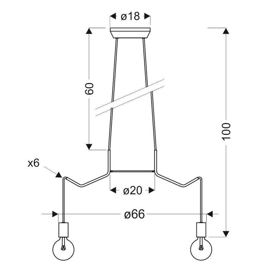 Csillár zsinóron BASSO 6xE27/40W/230V fehér