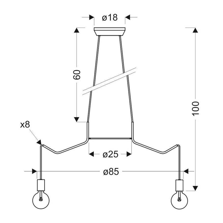 Csillár zsinóron BASSO 8xE27/40W/230V fehér