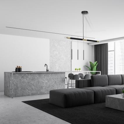 Csillár zsinóron BASTONE 2xE14/40W/230V fekete/arany