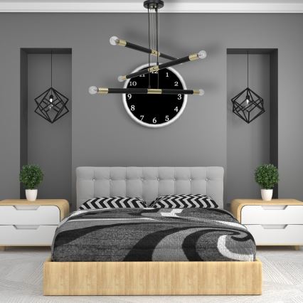 Csillár zsinóron BASTONE 6xE14/40W/230V fekete/arany