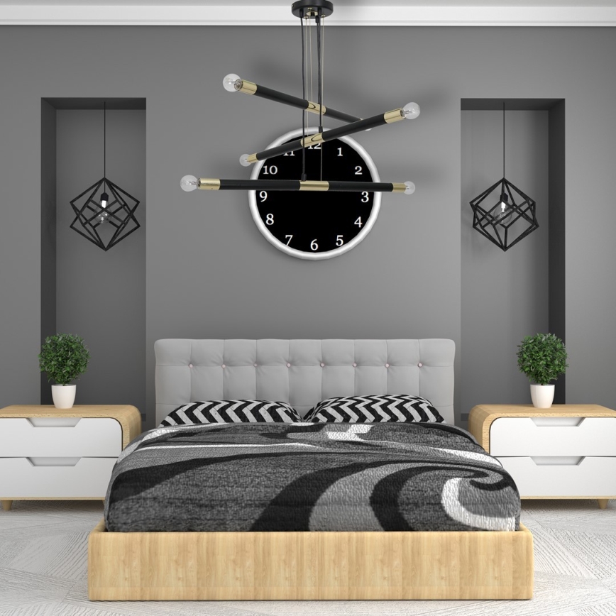 Csillár zsinóron BASTONE 6xE14/40W/230V fekete/arany