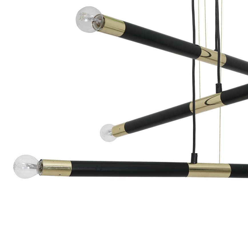 Csillár zsinóron BASTONE 6xE14/40W/230V fekete/arany