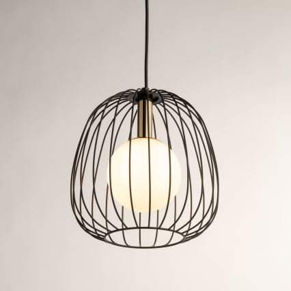 Csillár zsinóron BELL 1xG9/12W/230V átm. 24 cm fekete/arany