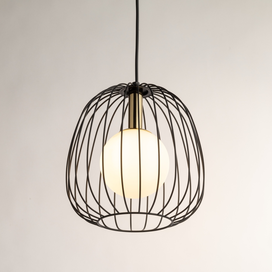 Csillár zsinóron BELL 1xG9/12W/230V átm. 24 cm fekete/arany