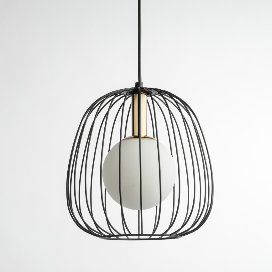 Csillár zsinóron BELL 1xG9/12W/230V átm. 24 cm fekete/arany