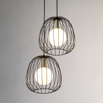 Csillár zsinóron BELL 2xG9/12W/230V fekete/arany