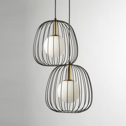 Csillár zsinóron BELL 2xG9/12W/230V fekete/arany