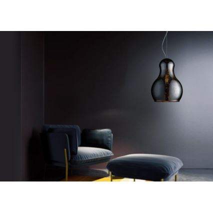 Csillár zsinóron BELLO 1xE27/60W/230V átm. 30 cm króm