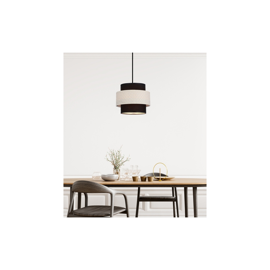 Csillár zsinóron BENTA 1xE27/40W/230V fekete/krémes