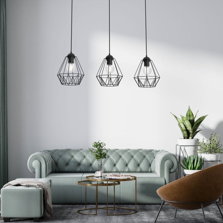 Csillár zsinóron BERGEN 3xE27/60W/230V fekete