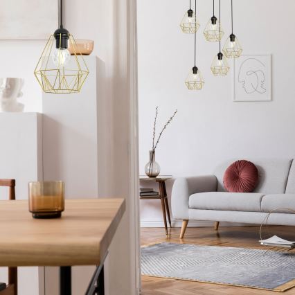 Csillár zsinóron BERGEN 5xE27/60W/230V fekete/arany