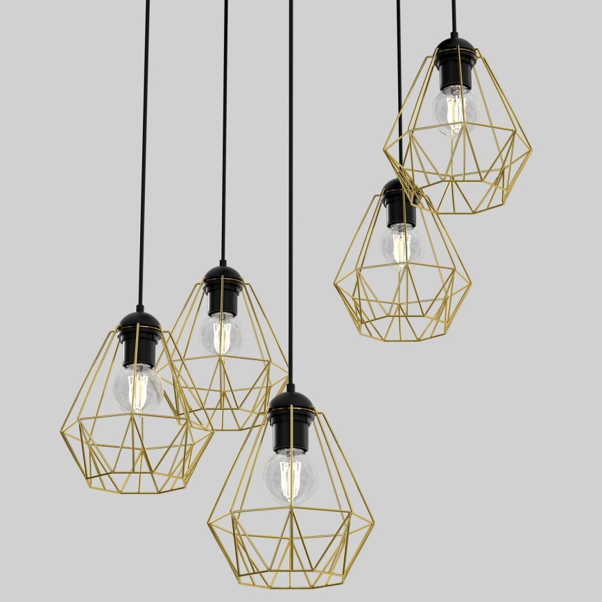 Csillár zsinóron BERGEN 5xE27/60W/230V fekete/arany