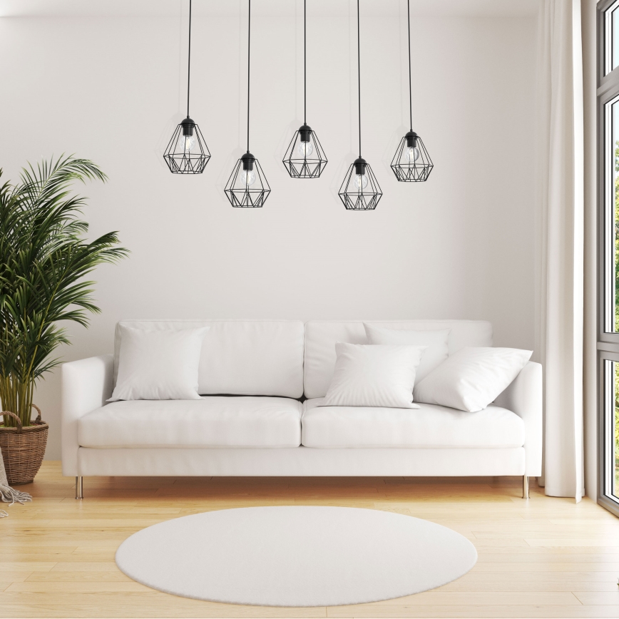 Csillár zsinóron BERGEN 5xE27/60W/230V fekete