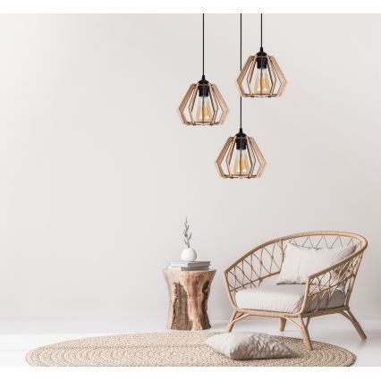 Csillár zsinóron BERGO 3xE27/60W/230V fekete