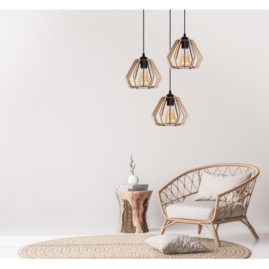 Csillár zsinóron BERGO 3xE27/60W/230V fekete