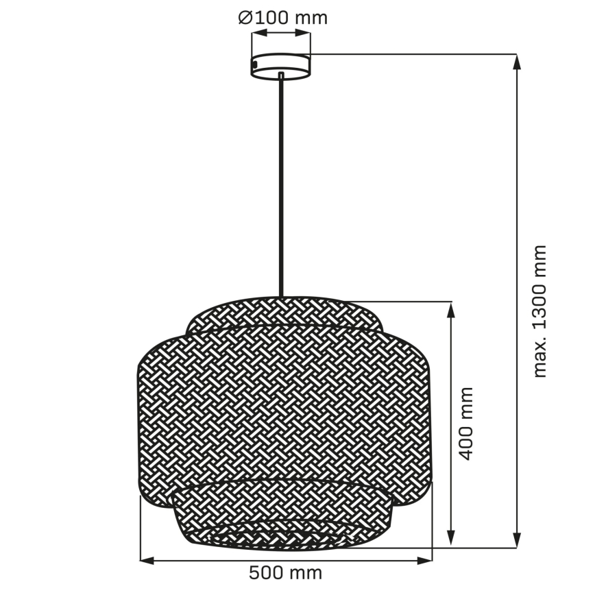 Csillár zsinóron BERTA 1xE27/20W/230V átm. 50 cm bambusz