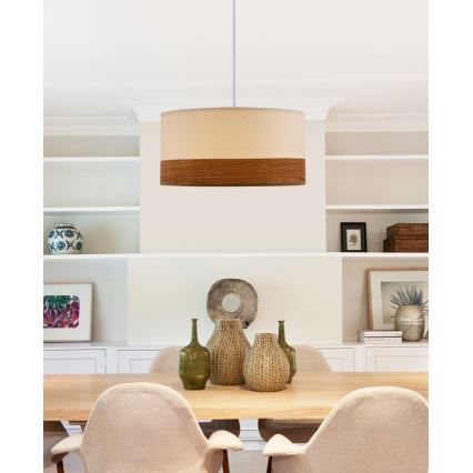 Csillár zsinóron BIANCO 1xE27/40W/230V fehér/barna