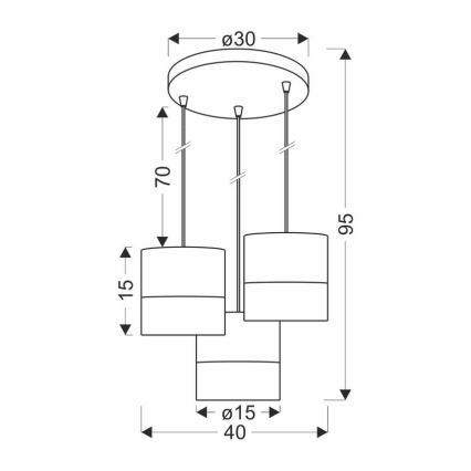 Csillár zsinóron BIANCO 3xE27/40W/230V fehér/barna