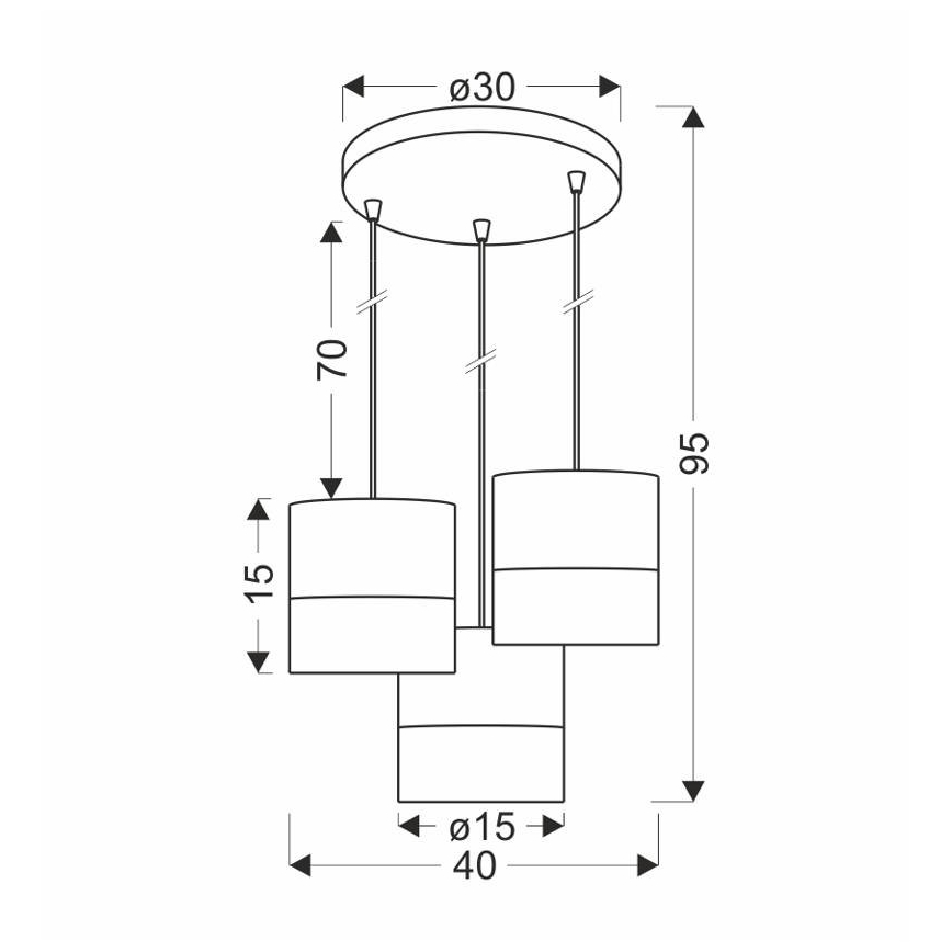 Csillár zsinóron BIANCO 3xE27/40W/230V fehér/barna