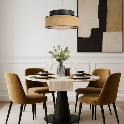 Csillár zsinóron BOHO 1xE27/60W/230V átm. 40 cm barna/bézs