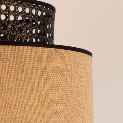 Csillár zsinóron BOHO 1xE27/60W/230V átm. 40 cm fekete/rattan