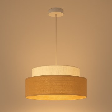 Csillár zsinóron BOHO 1xE27/60W/230V átm. 40 cm krémes/bézs