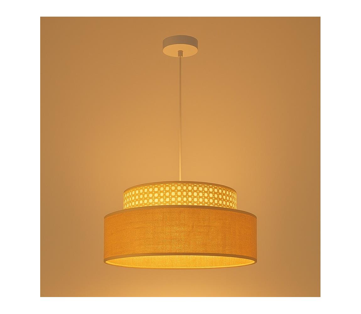 Csillár zsinóron BOHO 1xE27/60W/230V átm. 40 cm rattan 0679