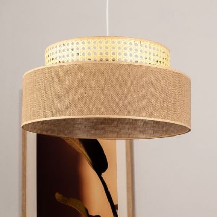 Csillár zsinóron BOHO 1xE27/60W/230V átm. 40 cm rattan