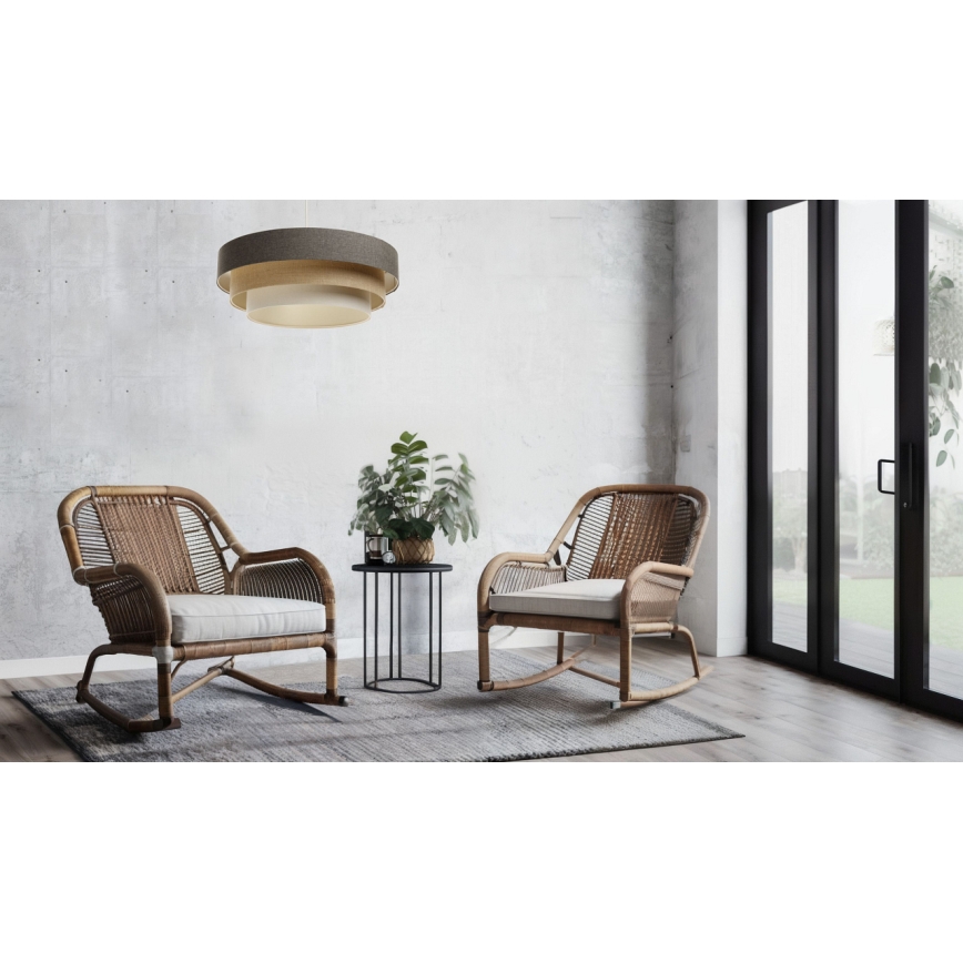 Csillár zsinóron BOHO TRINITI 1xE27/60W/230V szürke/bézs/krémes