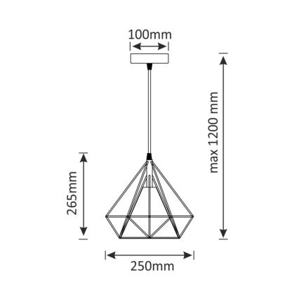 Csillár zsinóron BROXTON 1xE27/20W/230V
