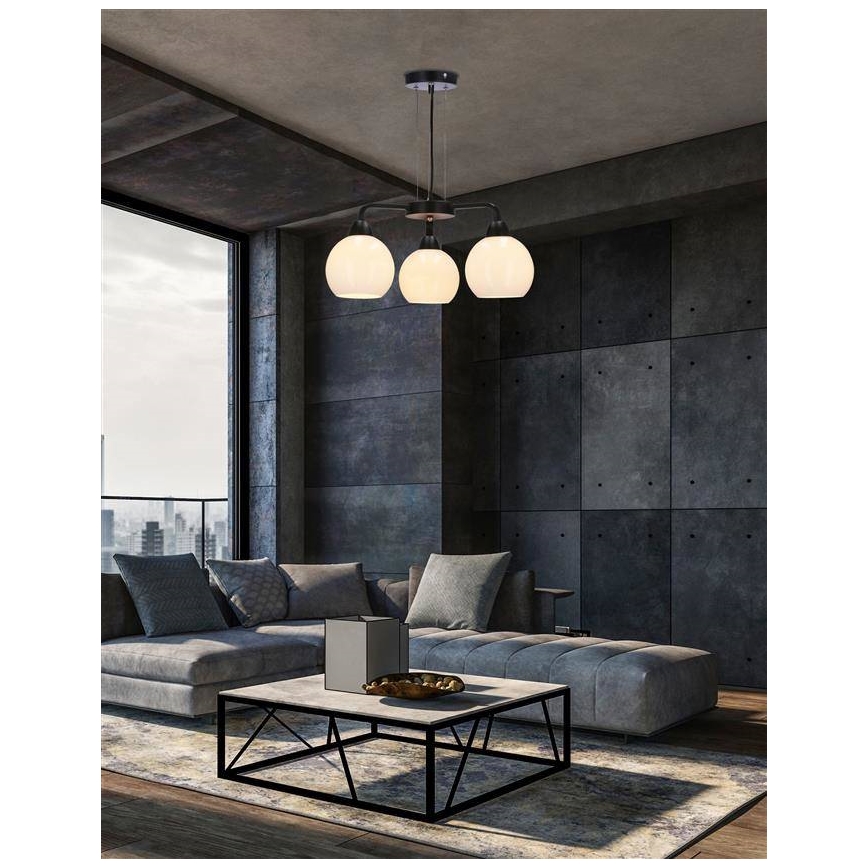 Csillár zsinóron CALDERA 3xE27/60W/230V fekete