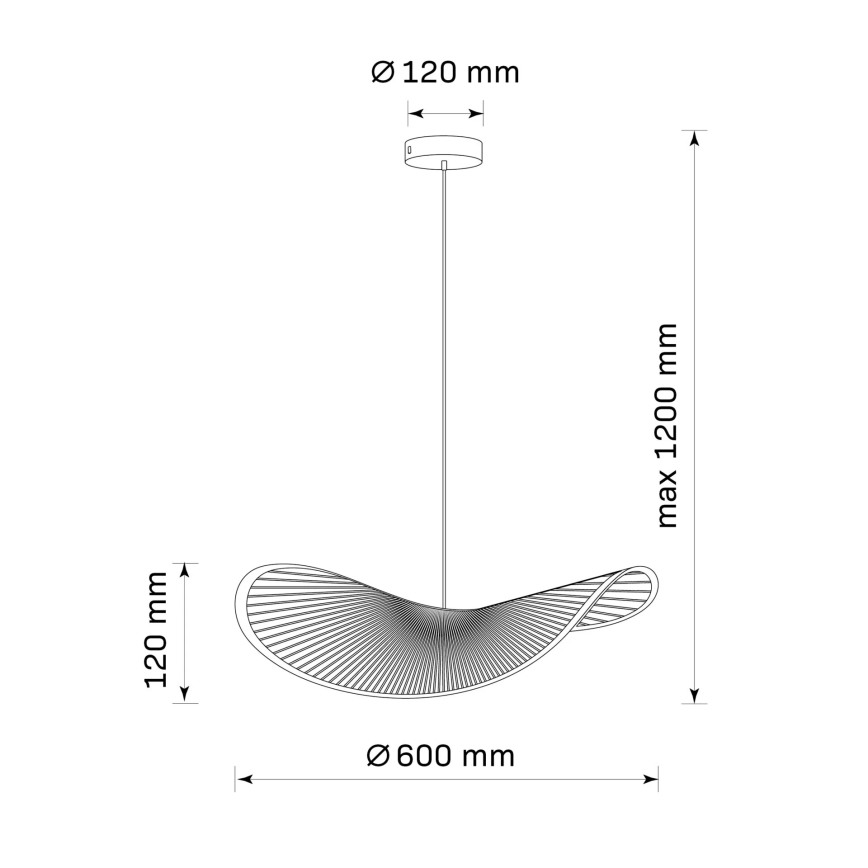 Csillár zsinóron CAPRI 1xE27/20W/230V átm. 60 cm bambusz