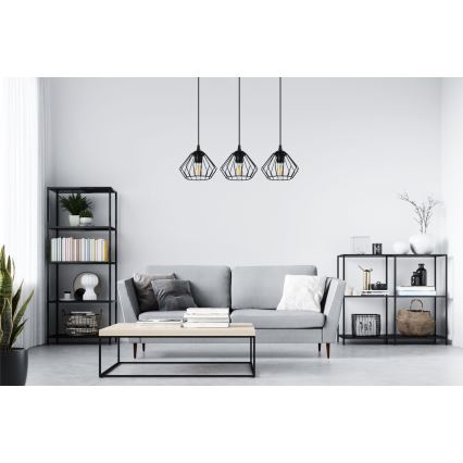 Csillár zsinóron CEED 3xE27/60W/230V fekete