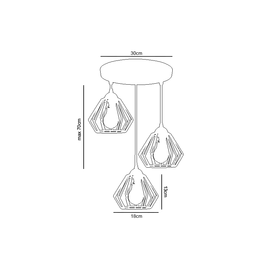 Csillár zsinóron CEED 3xE27/60W/230V szürke