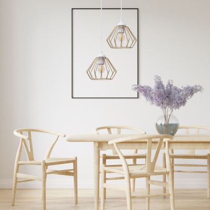 Csillár zsinóron CEED GOLD 2xE27/60W/230V átm. 28 cm fehér/arany