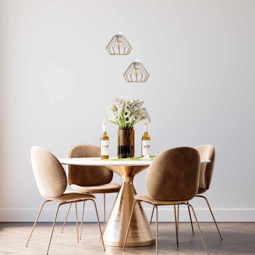 Csillár zsinóron CEED GOLD 2xE27/60W/230V átm. 28 cm fehér/arany