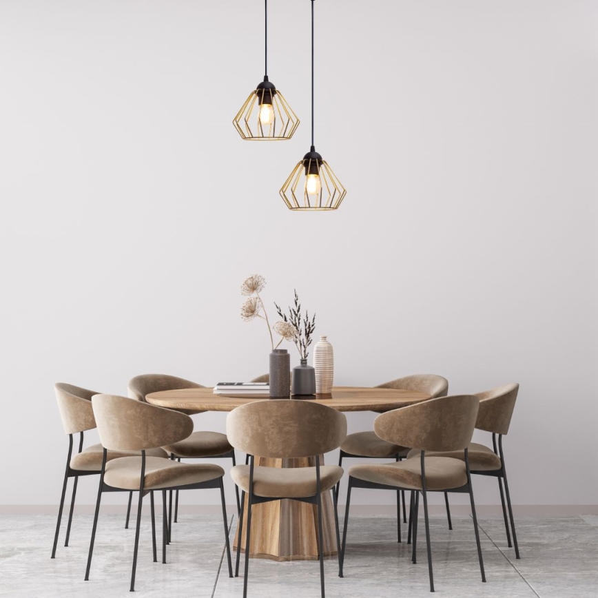 Csillár zsinóron CEED GOLD 2xE27/60W/230V átm. 28 cm fekete/arany