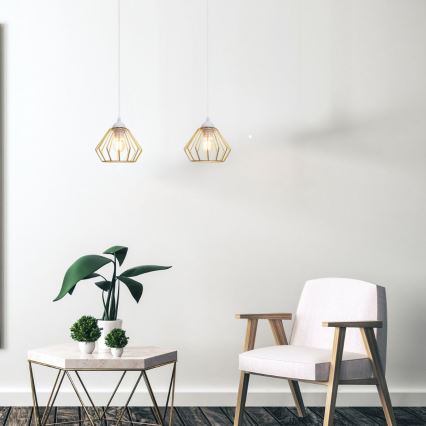 Csillár zsinóron CEED GOLD 2xE27/60W/230V fehér/arany