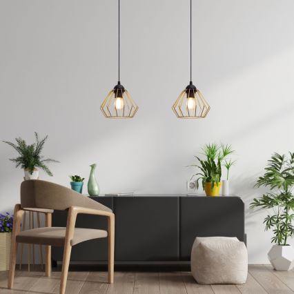 Csillár zsinóron CEED GOLD 2xE27/60W/230V fekete/arany