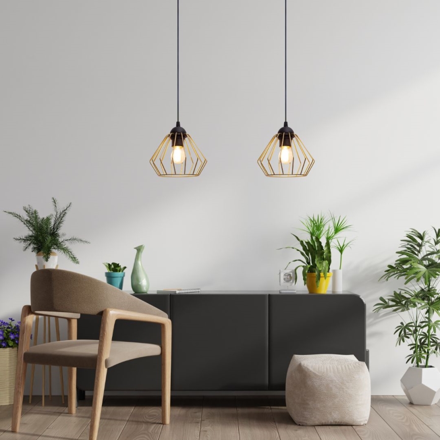 Csillár zsinóron CEED GOLD 2xE27/60W/230V fekete/arany