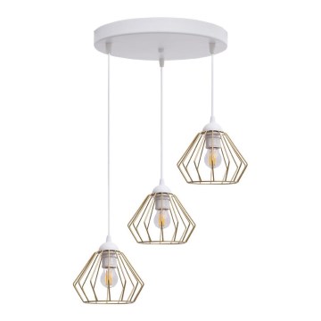 Csillár zsinóron CEED GOLD 3xE27/60W/230V átm. 45 cm fehér/arany