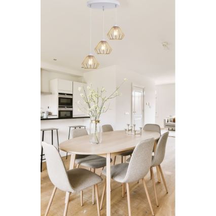 Csillár zsinóron CEED GOLD 3xE27/60W/230V átm. 45 cm fehér/arany