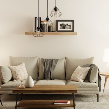 Csillár zsinóron CEED GOLD 3xE27/60W/230V átm. 45 cm fekete/arany