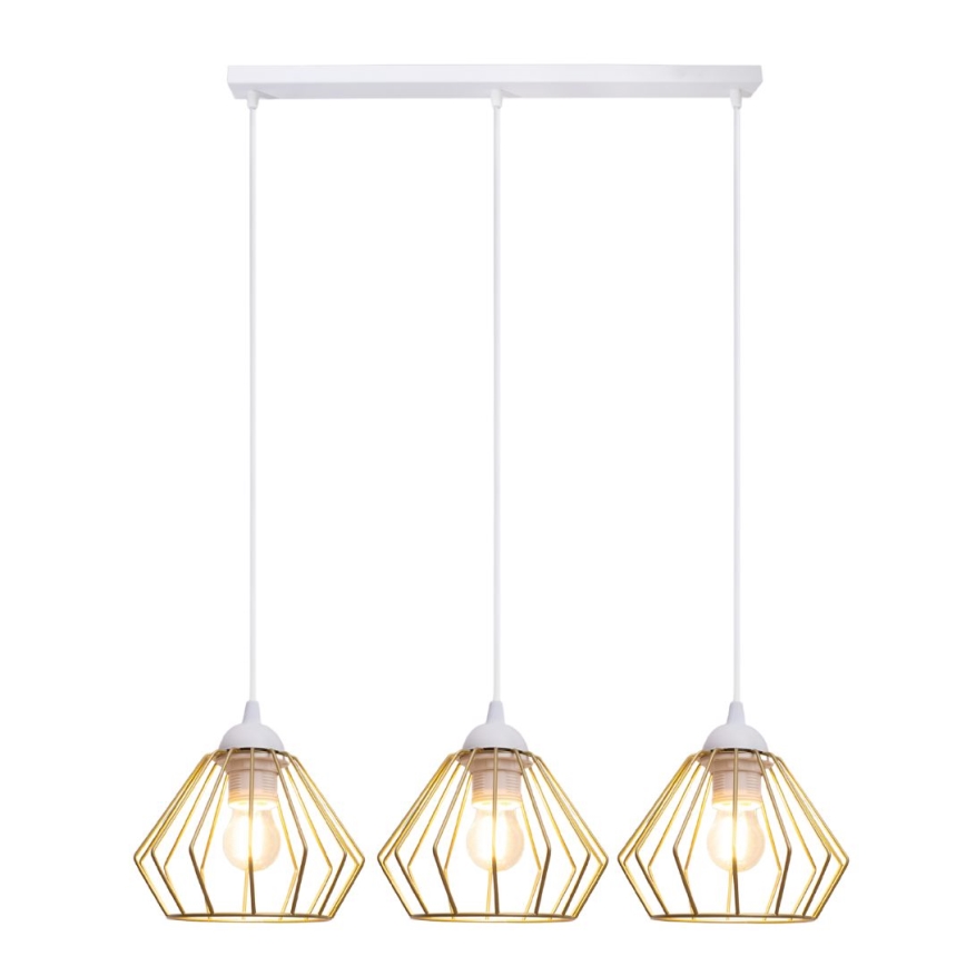 Csillár zsinóron CEED GOLD 3xE27/60W/230V fehér/arany