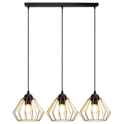 Csillár zsinóron CEED GOLD 3xE27/60W/230V fekete/arany