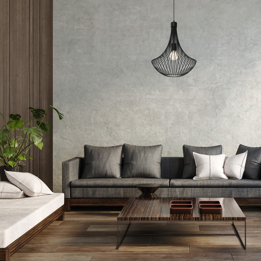 Csillár zsinóron CESTA 1xE27/60W/230V fekete