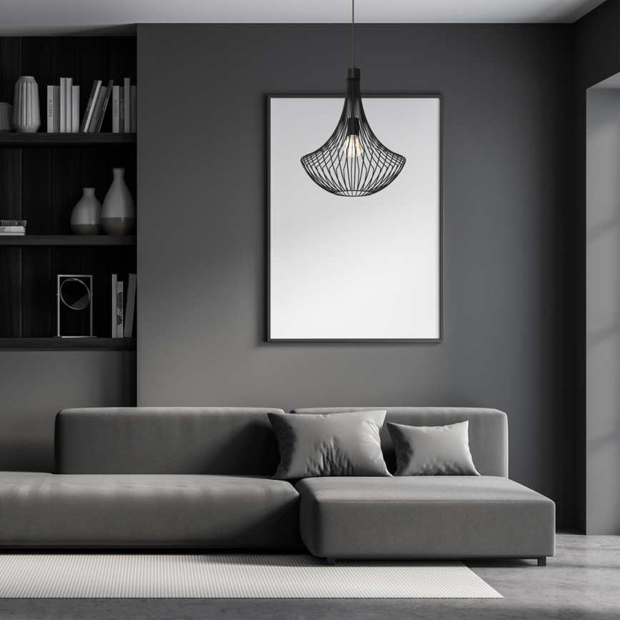 Csillár zsinóron CESTA 1xE27/60W/230V fekete