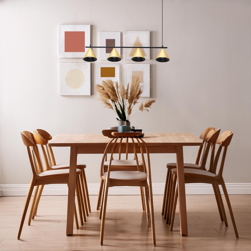 Csillár zsinóron CONE 4xGU10/10W/230V arany/fekete