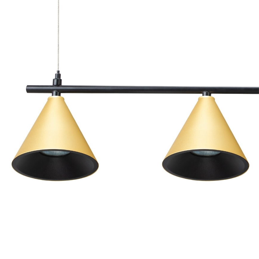 Csillár zsinóron CONE 4xGU10/10W/230V arany/fekete