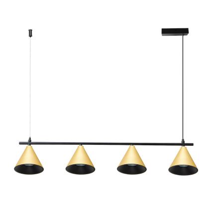 Csillár zsinóron CONE 4xGU10/10W/230V arany/fekete